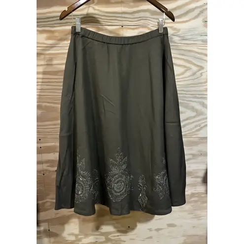 Coldwater Creek Midi Skirt Green Brown Size Medium Sequin Forest Fairy Granola
