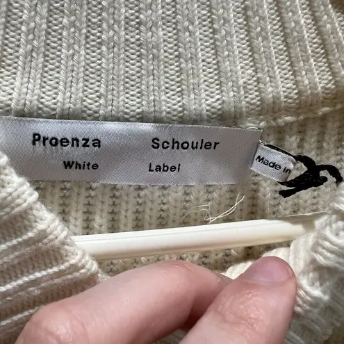 Proenza Schouler WHITE LABEL Cut-Out Wool Rib Ivory Sweater Size Large