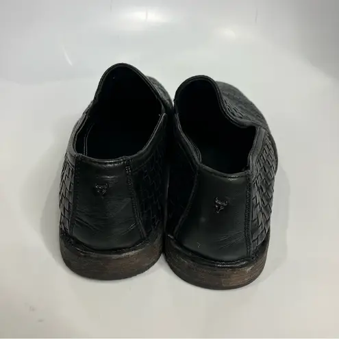 H. S. Trask black woven leather loafers slip on shoes women’s size 9 artisan