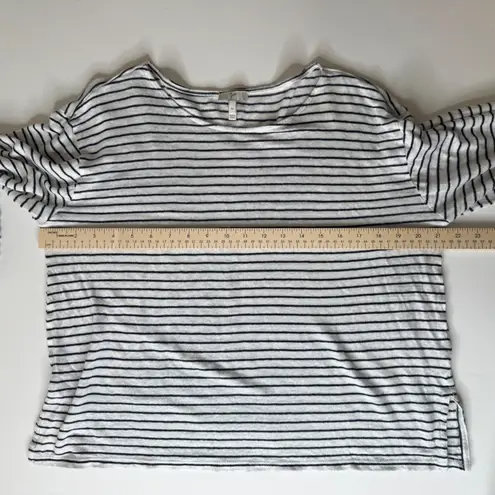 Joie 100% Linen Striped Tie Cuff Top Medium Coastal Nautical Lightweight Resort