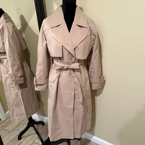 Belted Trench Coat Long Sleeve Coat parka raglan sleeve Rain coat cardigan blaze Tan
