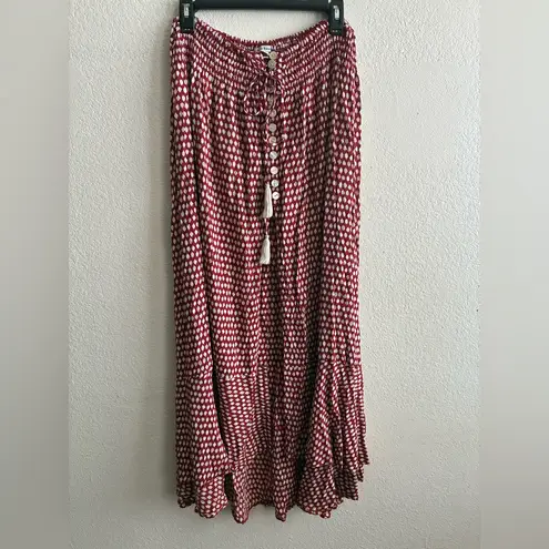 Tiare Hawaii Red and White Maxi Skirt OS