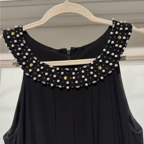 Jessica Howard Elegant Black Women’s Dress Size 6 with Pearl Accents Formal Little Black Dress