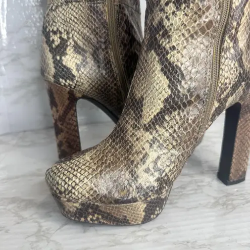 Worthington Boots Womens Size 8 M Snakeskin Knee High Platform Heels mobwife Brown