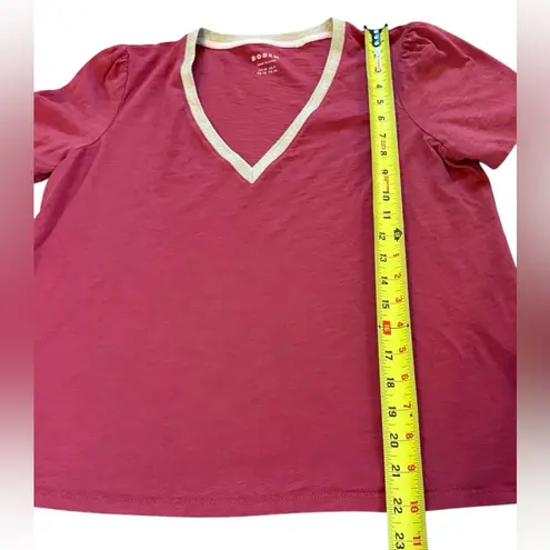 Boden Metallic Trim V Neck T Shirt Womens Size 6 Small Red Gold