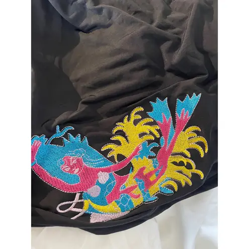 Ed Hardy Black Sleeveless Hooded Ruched Dress Embroidered Dragon Phoenix Size XL