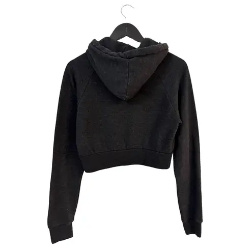 Aviator Nation Smiley Bold Eyes Cropped Hoodie Dark Heathered Gray Small