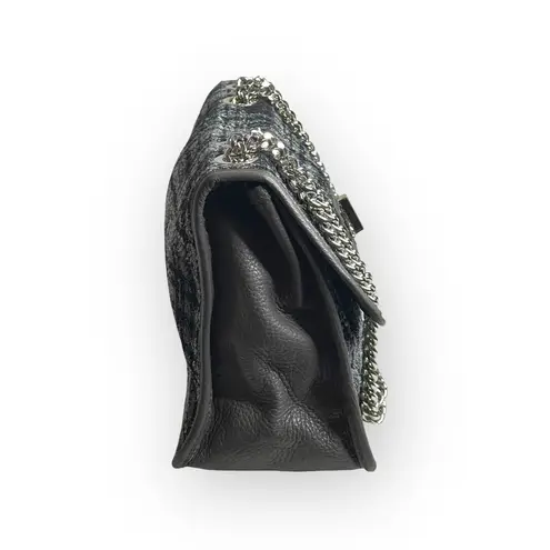 Artisan: new Alma Tonutti ✽ Tweed Turnlock Hardware Flap Bag ✽ Silver Chain ✽ Black