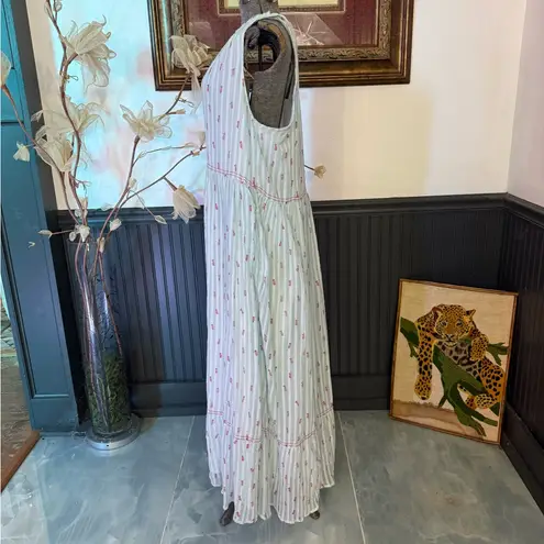 Hatley 100% Organic Cotton Striped Pineapple Maxi Dress ~ Size Large 💚🍄 Pink