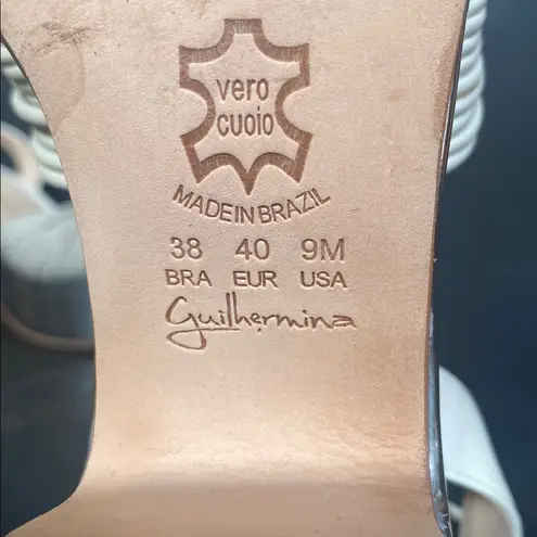 Anthropologie Guilhermina Leather Knotted Platform Heels Cream Silver Size 9