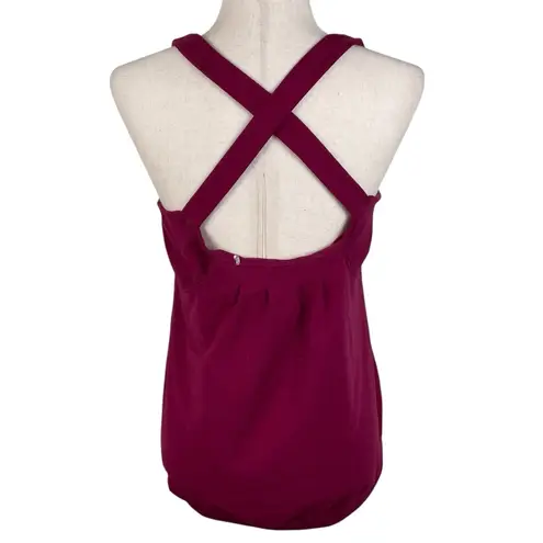 Toad & Co Alluvial Tank Top Built in Shelf Bra Women's Size Large Burgundy Red