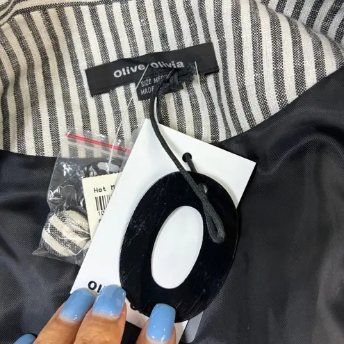 NWT Olive + Olivia Striped Linen Blend Blazer Jacket