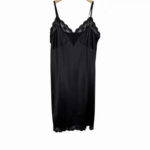 Y2K Women's Black Lace Satin Slip Dress XS