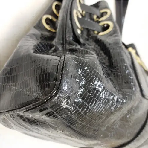 Jimmy Choo Ramona Black Snakeskin Leather Shoulder Bag EUC