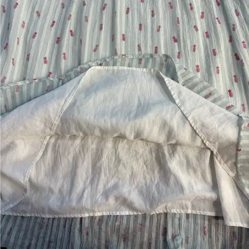 Hatley 100% Organic Cotton Striped Pineapple Maxi Dress ~ Size Large 💚🍄 Pink