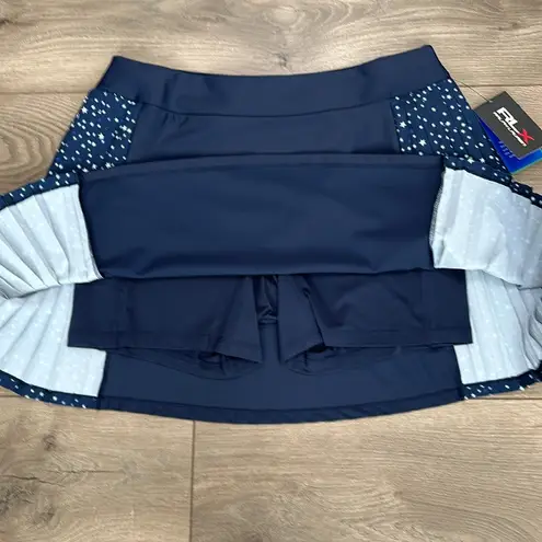 Ralph Lauren RLX  17” Side Pleated Aim High Rise Navy Stars Golf Skirt Size Large