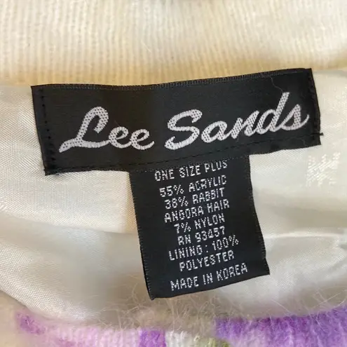 Lee Sands Women’s Orchid and Monstera Print Angora Cardigan Sweater Size 1X NWT