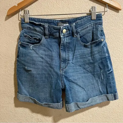 DL1961 Cecilia classic mid rise distressed denim jean shorts