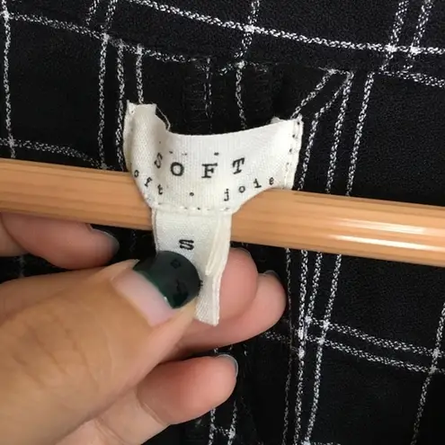 Soft Joie Iselyn Dress in Caviar Plaid Womens Sz S Shirt Long Sleeve Dra… Black