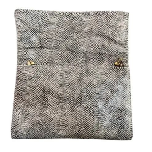 Nico & Olive Elegant faux Snakeskin foldover Clutch with gold chain NWT Black