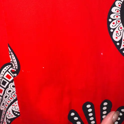 Leidirose Red Paisley Print Dress Short Sleeve Vintage Made in Philippines Size M