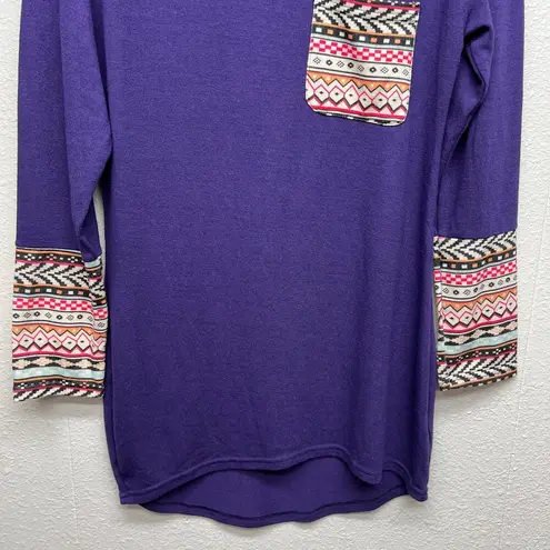 Styleword Tunic Sweater Dress Womens Medium Bohemian Loungewear Relaxed Pullover Purple