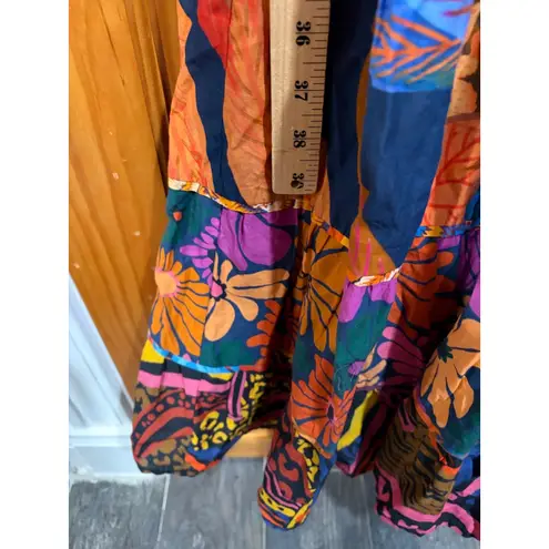 Farm Rio New for Anthropologie Patchwork Maxi Dress XS Boho Floral Print Balloon