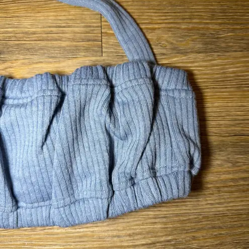 We Wore What NWT Blue Halter Tie Neckline Wide Ribbed Crop Top Bandeau Style