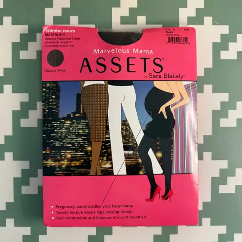 Spanx  Assets Maternity Tights Pantyhose Hosiery Textured Stripe Black Size 1 NWT