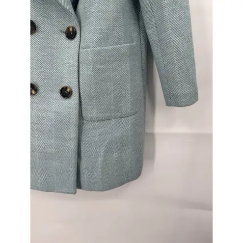 Elise Wool Blend Pea Coat Women Large Mint Double Breasted Modern Normcore Green