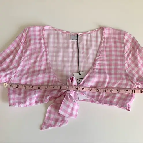 VDM the Label x Revolve Pink Gingham Swim Coverup Tie Front Crop Top Medium