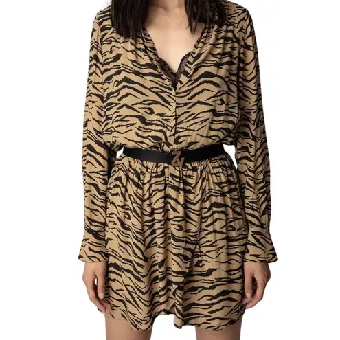 Zadig & Voltaire Rinka Tiger Print Long Sleeve Mini Dress, Size XS