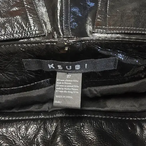 Ksubi Womens Leather Rap Skirt Size 27 Asymmetric Lamb Leather Black EUC