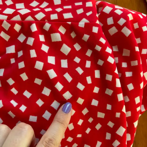 Vintage 70s Graphic High Waist Bell Bottom Pants Red Size XS