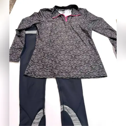Zone Pro Gray and Pink Activewear quarter zip long sleeve workout top like new