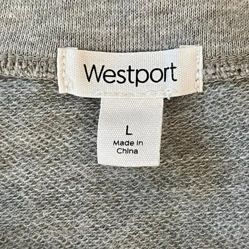 Westport | Gray with Floral Appliqués Bell Sleeve Sweatshirt | Large