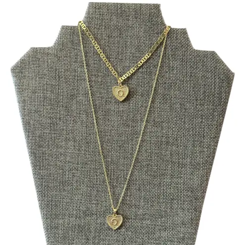 Q Heart Initial Gold Necklace & Anklet/Bracelet Set NWOT