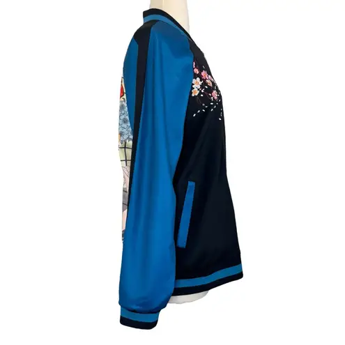 Japanese Geisha Satin Embroidered Bomber Jacket Streetwear Retro Unisex Sz M NEW Size M