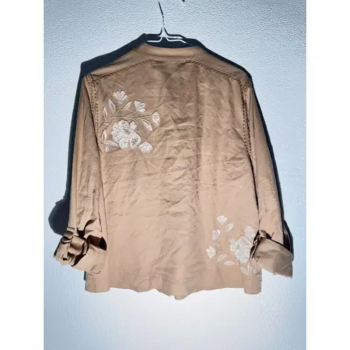 Chico's embroidered tan jacket