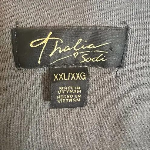 Thalia Sodi Thalia & Sodi Womens Flowy Vneck Tie Arms Grey Blouse Size XXL Career Wear