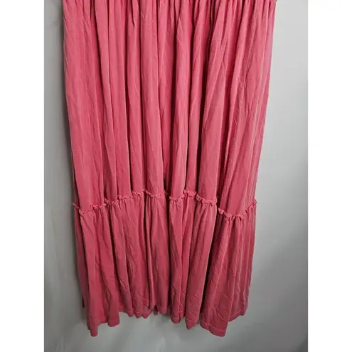 Sundry  Pink Tiered Bohemian Maxi Dress Cotton Modal Blend Size 1 4-6 Small