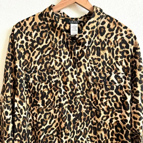 Ralph Lauren  Cotton Leopard-Print Camp Shirt Beach Swim Cover-Up Women's XS NWOT