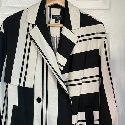 Topshop  striped duster jacket trench coat lightweight navy white