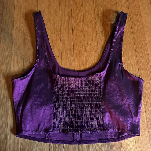 House of Harlow Eggplant Wine Satin Shimmer Cropped Bustier Top, Size M, NWOT