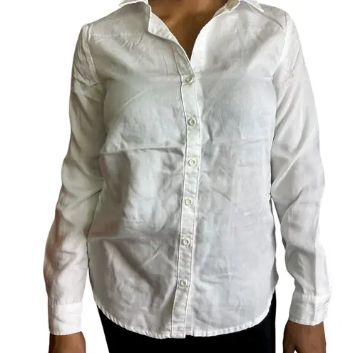 Chelsea & Theodore White Long Sleeve Button Down Shirt Career Office Work Casual