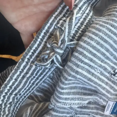 Old Navy Linen Drawstring Wide Leg Pants Trousers Striped Size Medium Petite