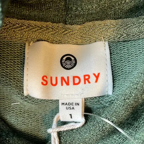 Sundry Galen Chenille Hoodie Dark Green Striped Super Soft Size Small