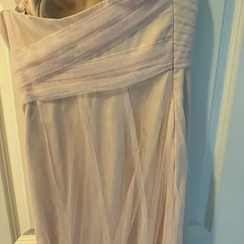 Monique Lhuillier Bridesmaids Fallen Rose Petal Gown Pink One Shoulder Maxi | 2