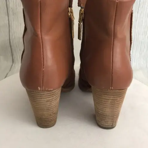 Tahari  Glenn Suede & Leather Brown Heeled Womens Ankle Boots Booties Sz 8M Shoes