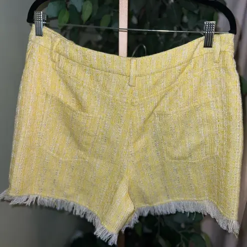 STAUD Sorno Fringe Tweed Shorts NWOT Size 12 in Lemon yellow